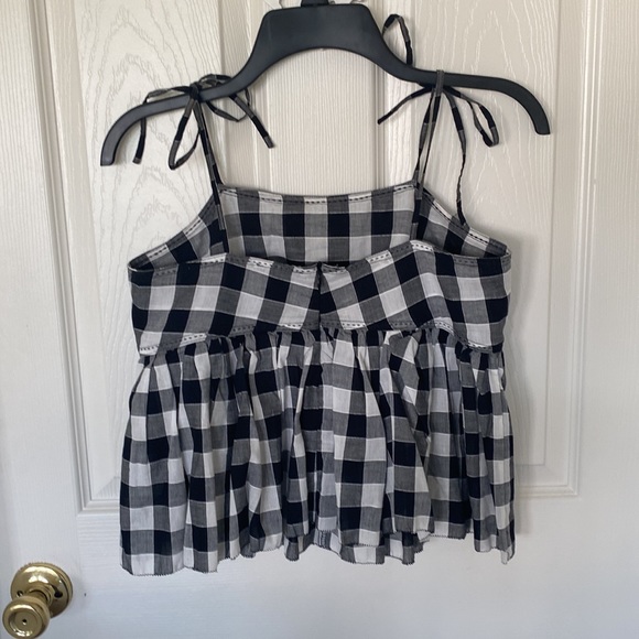 “Dex” gingham peplum top; size small ( ties at shoulders with back zipper)small - Picture 4 of 6